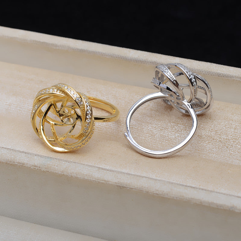 S925 Sterling Silver Rose Pearl Ring Setting-Pearl Jewelry Mounting - Feliz Pearl 