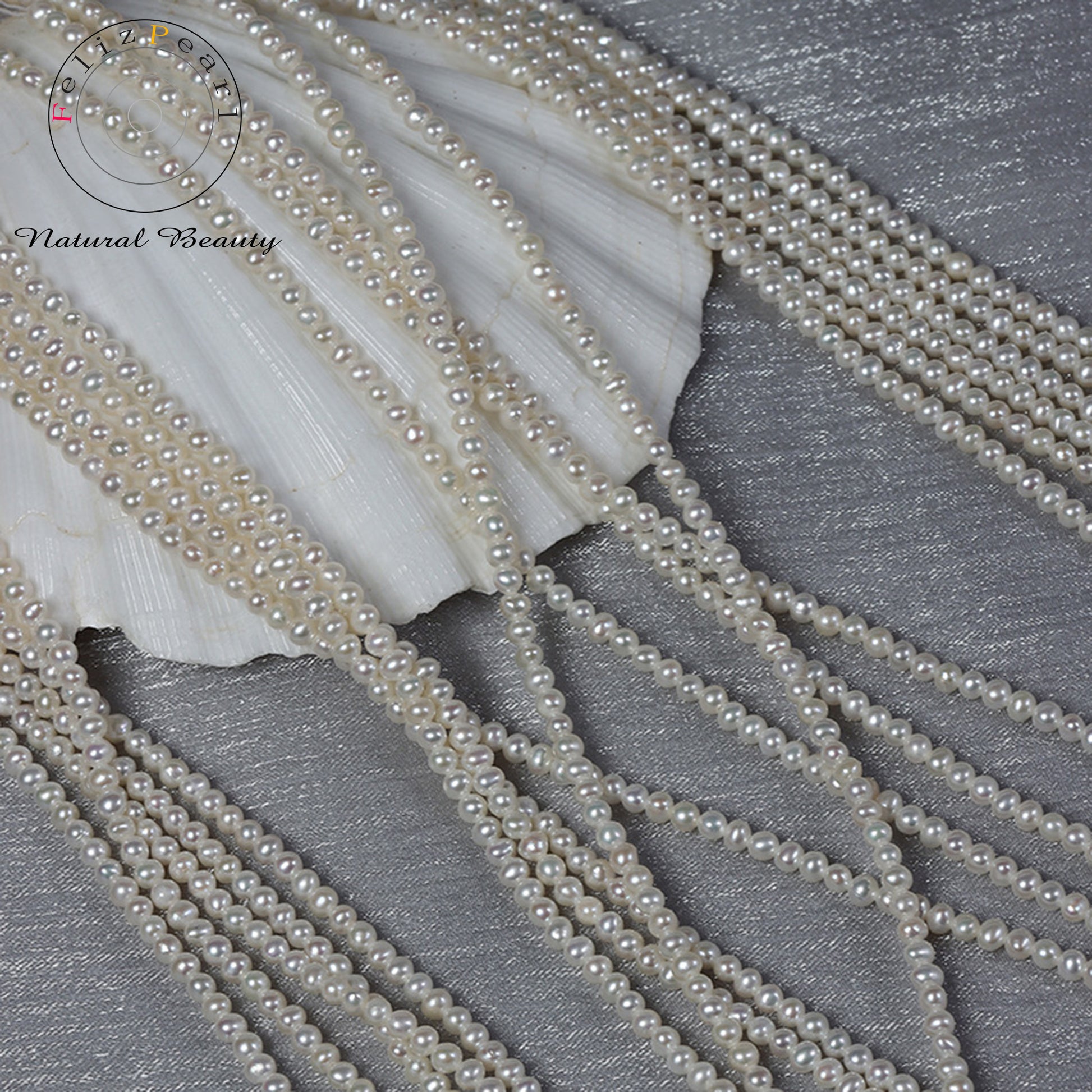 tiny size white pearl strand