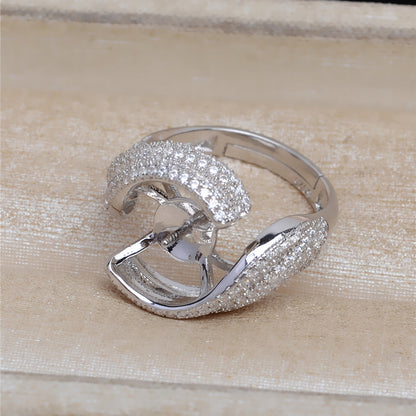 Luxury S925 Silver CZ Pearl Ring Setting-Pearl Jewelry Mountings - Feliz Pearl 