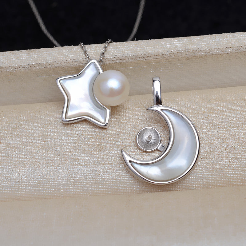 Wholesale Moon& Star Pearl Pendant Setting-S925 Sterling Silver - Feliz Pearl 