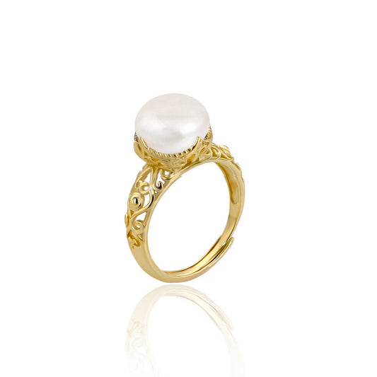 Luxury Hollow Design S925 Sterling Silver Pearl Ring Setting - Feliz Pearl 