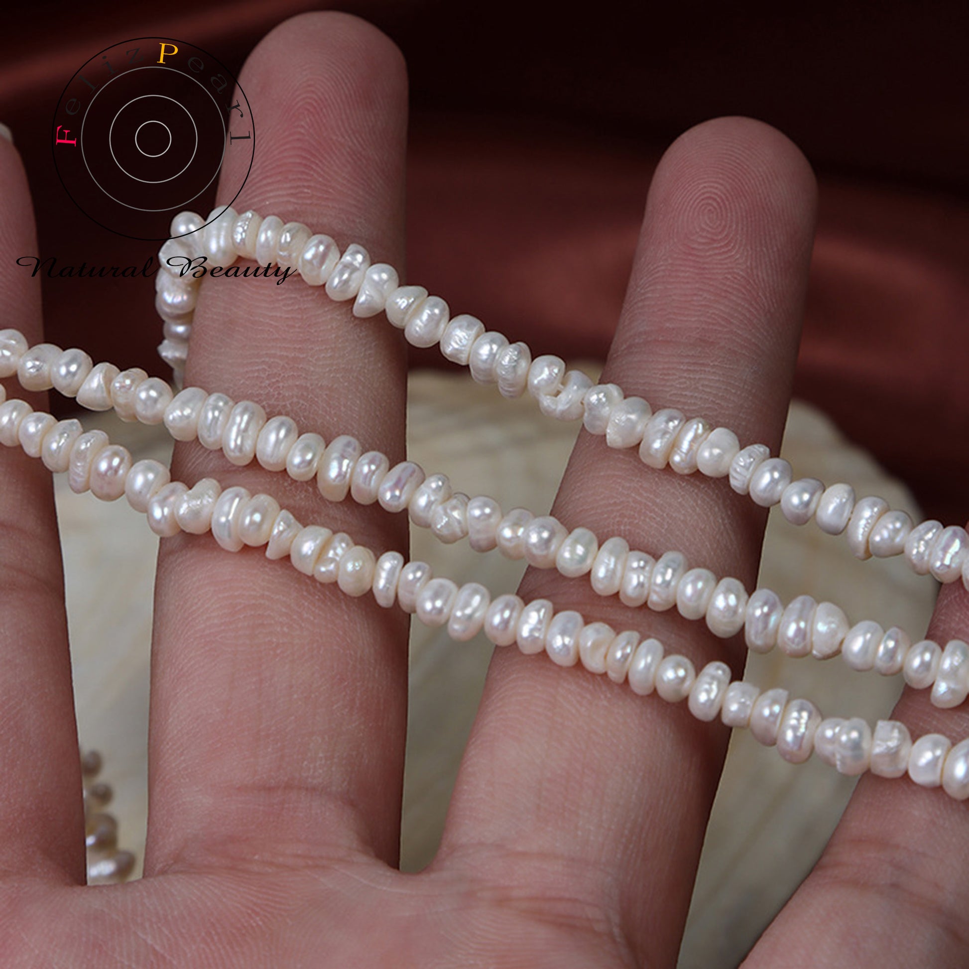 3-4mm Cultured Freshwater Button Baroque Pearl Strands - Feliz Pearl 