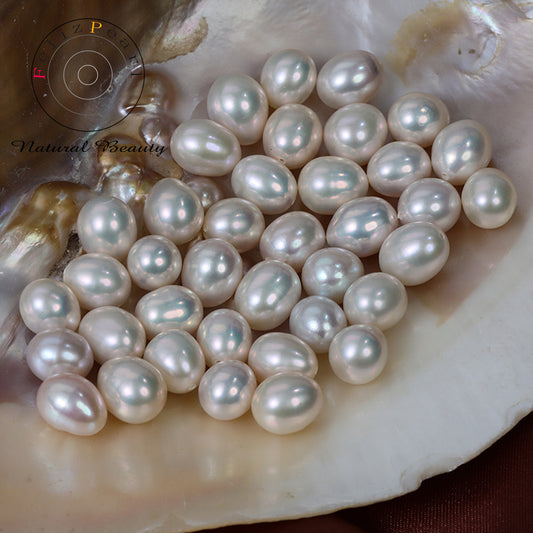 8.5-9mm Mettalic Luster Loose Rice Pearl Half Drilled