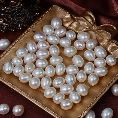 8.5-9mm Mettalic Luster Loose Rice Pearl Half Drilled