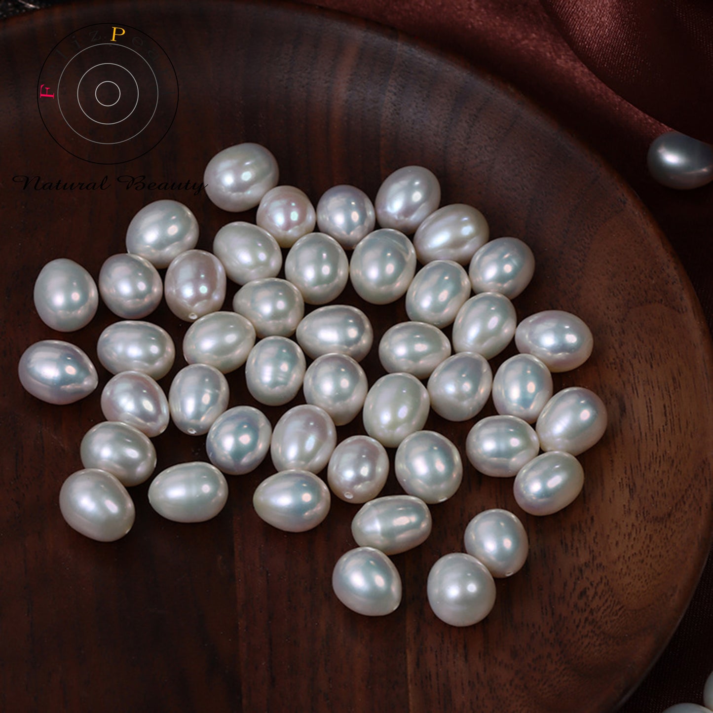 8.5-9mm Mettalic Luster Loose Rice Pearl Half Drilled
