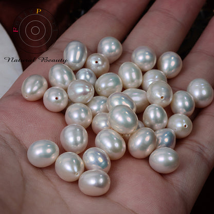 8.5-9mm Mettalic Luster Loose Rice Pearl Half Drilled