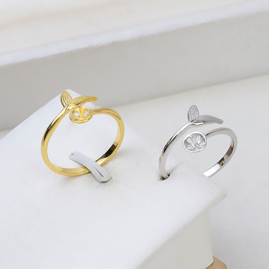 Chic Mermaid Tail Design  Pearl Ring Setting-S925 Sterling Silver