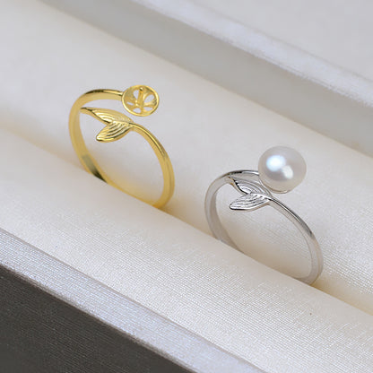 Chic Mermaid Tail Design  Pearl Ring Setting-S925 Sterling Silver