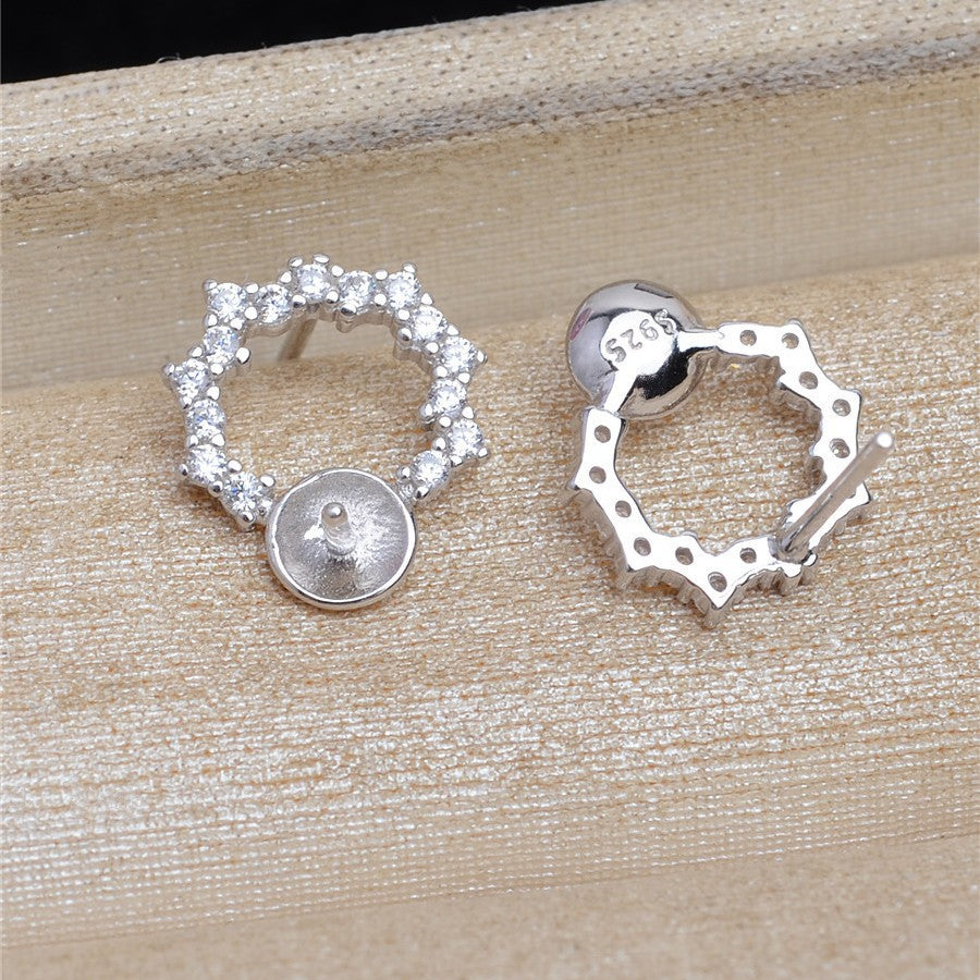 S925SilverSunflowerPearlStudEarringMounting2