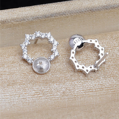 S925SilverSunflowerPearlStudEarringMounting2