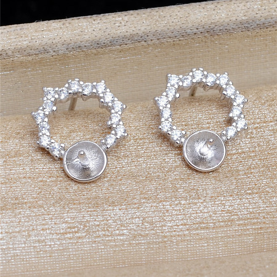 S925SilverSunflowerPearlStudEarringMounting4