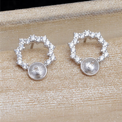 S925SilverSunflowerPearlStudEarringMounting4
