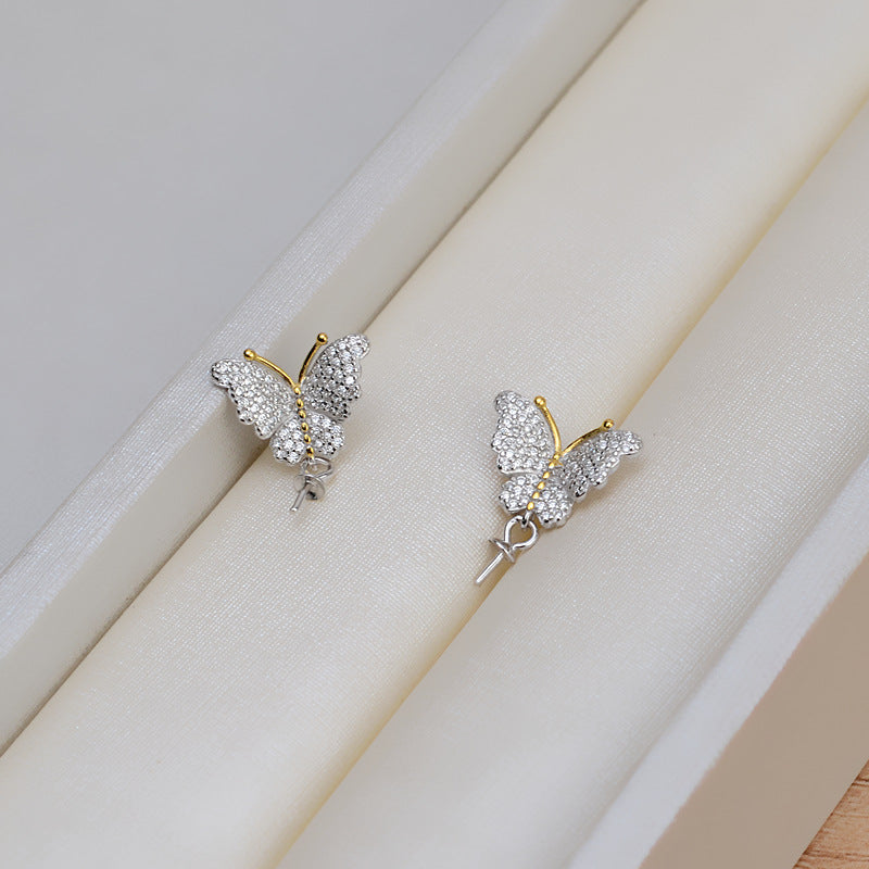 Wholesale Silver CZ Butterfly Pearl Jewelry Mounting Set