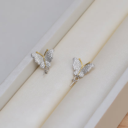 Wholesale Silver CZ Butterfly Pearl Jewelry Mounting Set