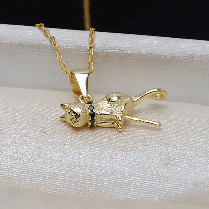 Cubic Zirconia Cat Pearl Pendant Setting-S925 Sterling Silver