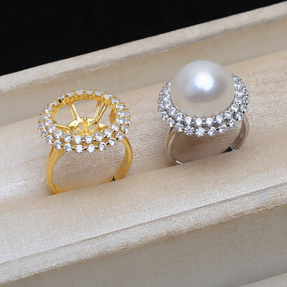 Luxury Cubic Zirconia Sunflower Pearl Ring Setting