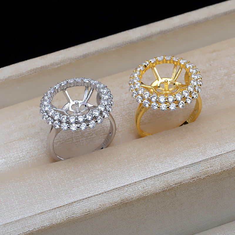 Luxury Cubic Zirconia Sunflower Pearl Ring Setting