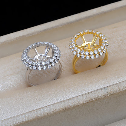 Luxury Cubic Zirconia Sunflower Pearl Ring Setting