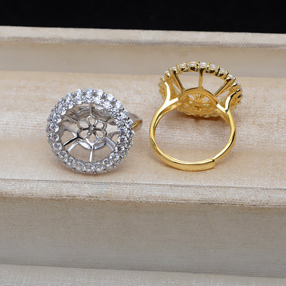 Luxury Cubic Zirconia Sunflower Pearl Ring Setting