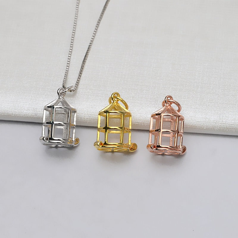 S925 Sterling Silver Birdcage Pearl Cage Pendant - Feliz Pearl 