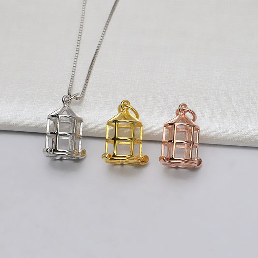 S925 Sterling Silver Birdcage Pearl Cage Pendant - Feliz Pearl 