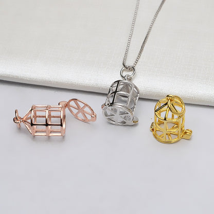 S925 Sterling Silver Birdcage Pearl Cage Pendant - Feliz Pearl 