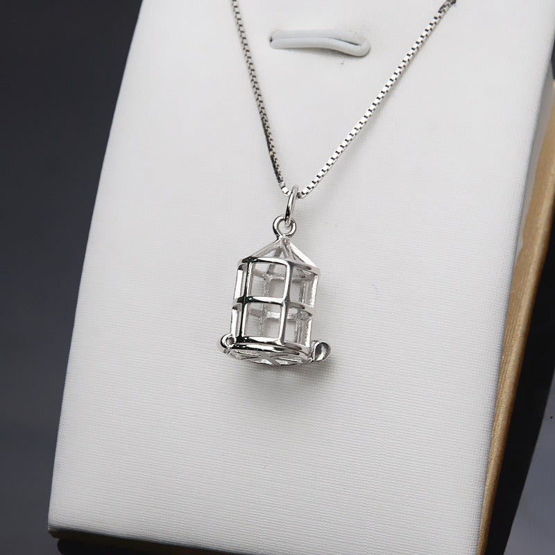 S925 Sterling Silver Birdcage Pearl Cage Pendant - Feliz Pearl 