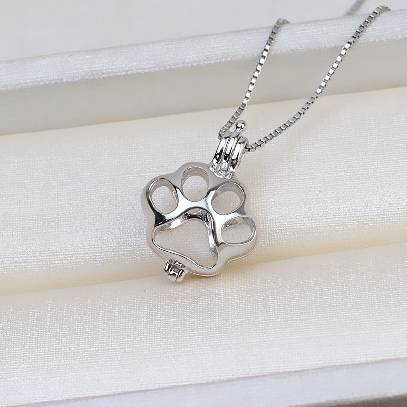 S925 Silver Animal Paw Pearl Cage Pendant - Feliz Pearl 