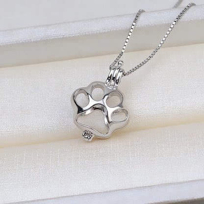 S925 Silver Animal Paw Pearl Cage Pendant - Feliz Pearl 