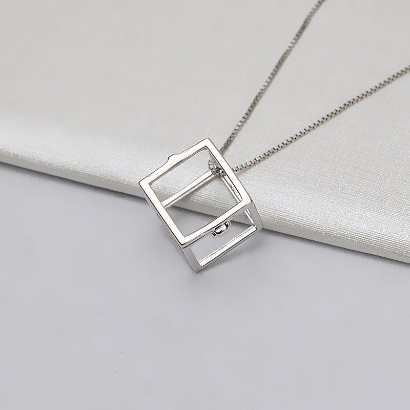 Wholesale S925 Silver Square Cube Pearl Cage Pendant - Feliz Pearl 