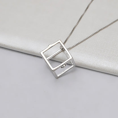 Wholesale S925 Silver Square Cube Pearl Cage Pendant - Feliz Pearl 
