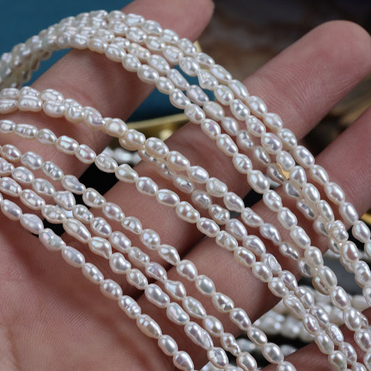 3-3.5mm Strong Luster Freshwater Baroque Pearl Strands Wholesale