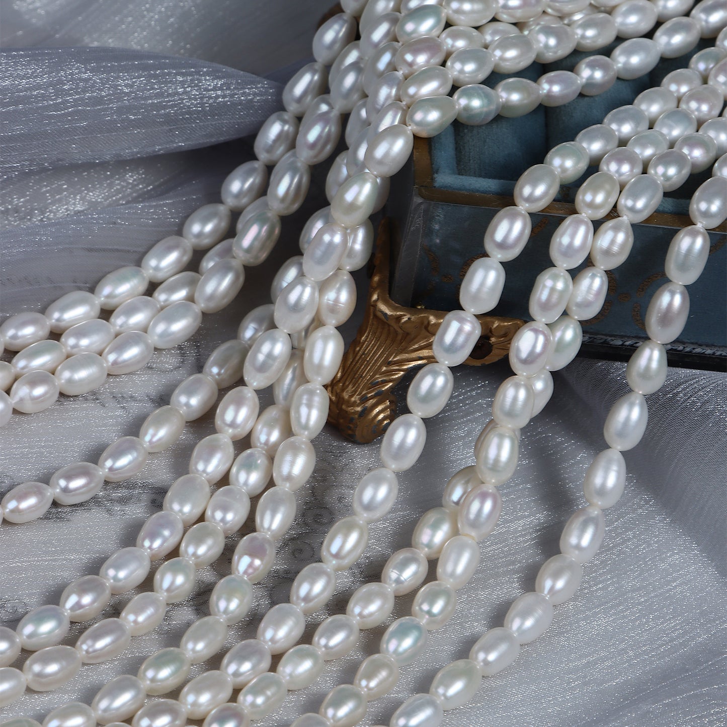 6-7mm Strong Luster Rice Pearl Strand Wholesale