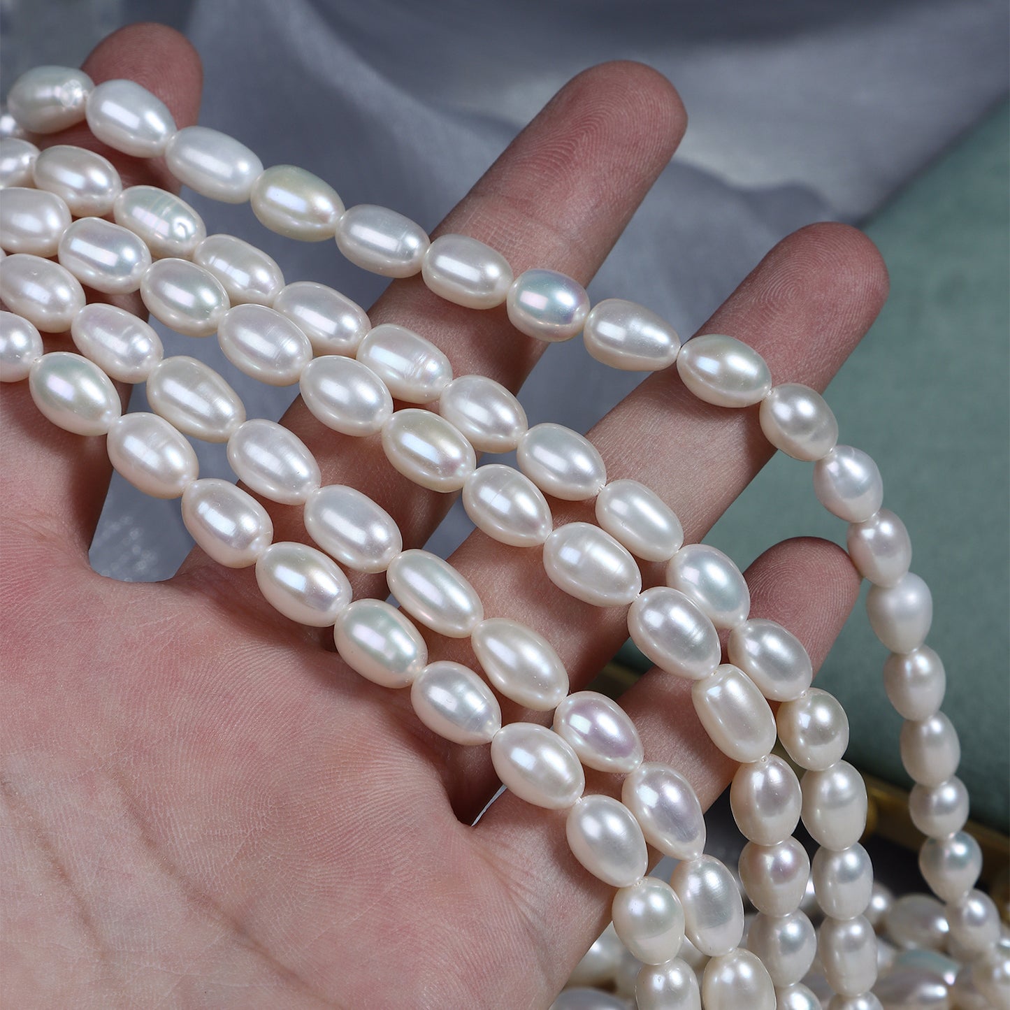 6-7mm Strong Luster Rice Pearl Strand Wholesale