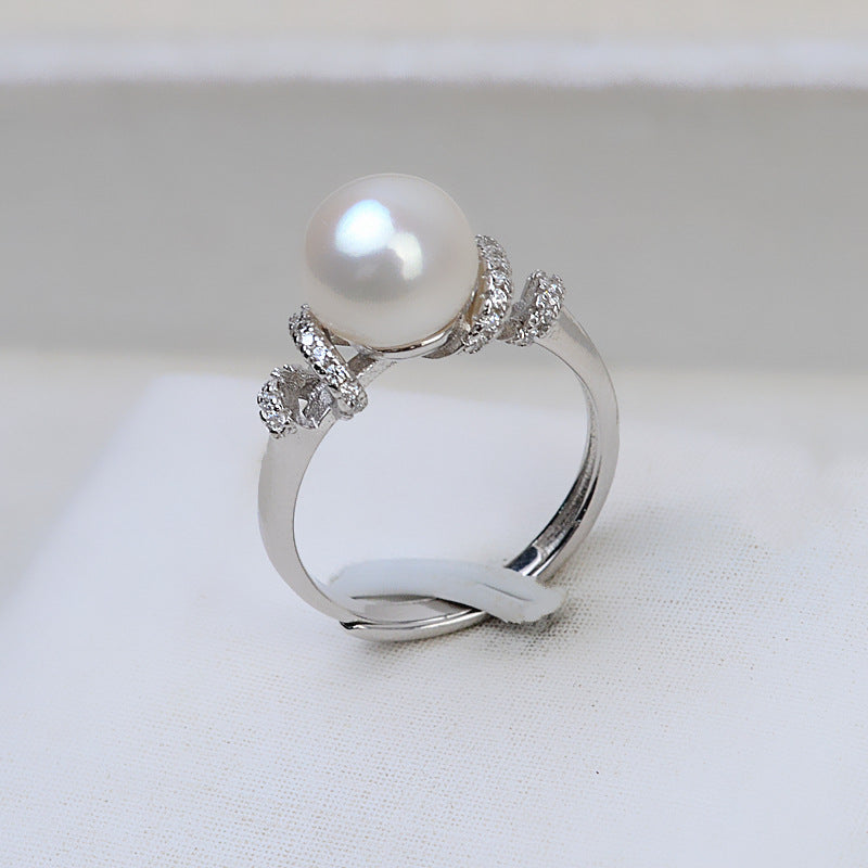 Women Adjustable Pearl Ring DIY Jewley Findings