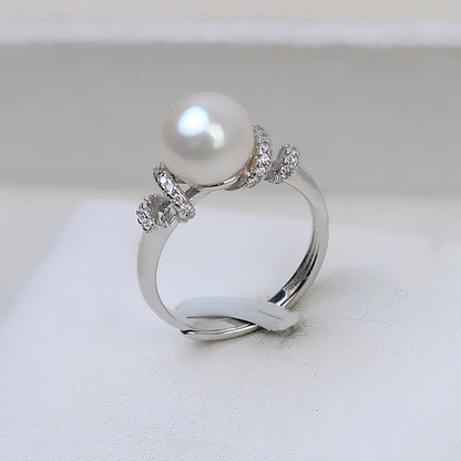 Women Adjustable Pearl Ring DIY Jewley Findings