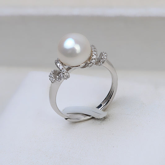 Women Adjustable Pearl Ring DIY Jewley Findings