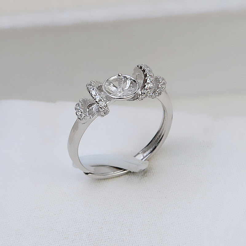 Women Adjustable Pearl Ring DIY Jewley Findings