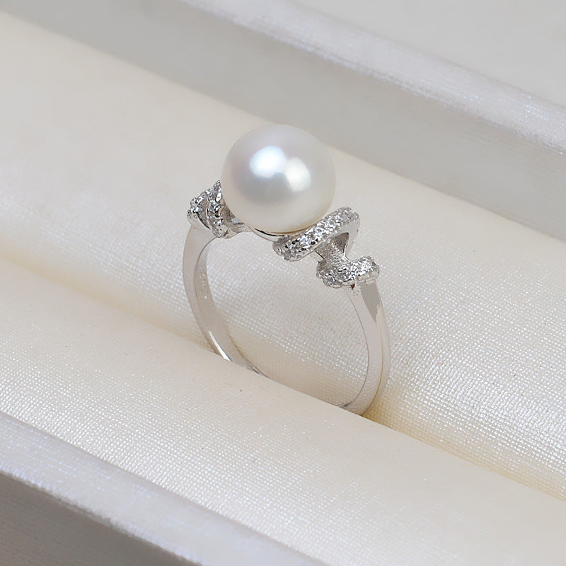 Women Adjustable Pearl Ring DIY Jewley Findings