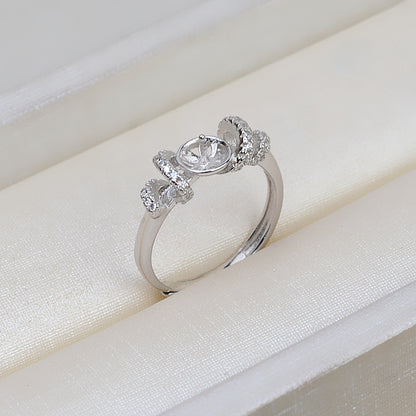 Women Adjustable Pearl Ring DIY Jewley Findings