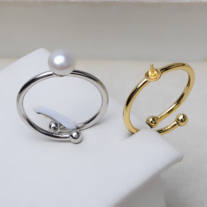 Adjustable Pearl Ring Findings-S925 Sterling Silver
