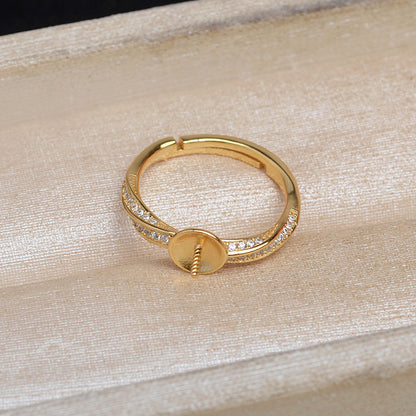 S925 Sterling Silver CZ Adjustable Size Twisted Pearl Ring Setting