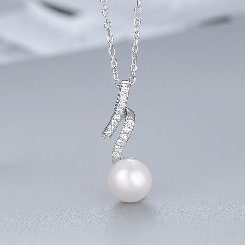 Cubic Zirconia S925 Sterling Silver Flash Pearl Pendant Mounting for Gemstone Jewelry Making - Feliz Pearl 