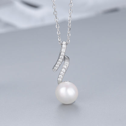 Cubic Zirconia S925 Sterling Silver Flash Pearl Pendant Mounting for Gemstone Jewelry Making - Feliz Pearl 