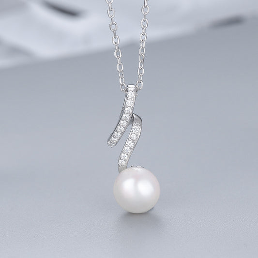 Cubic Zirconia S925 Sterling Silver Flash Pearl Pendant Mounting for Gemstone Jewelry Making - Feliz Pearl 