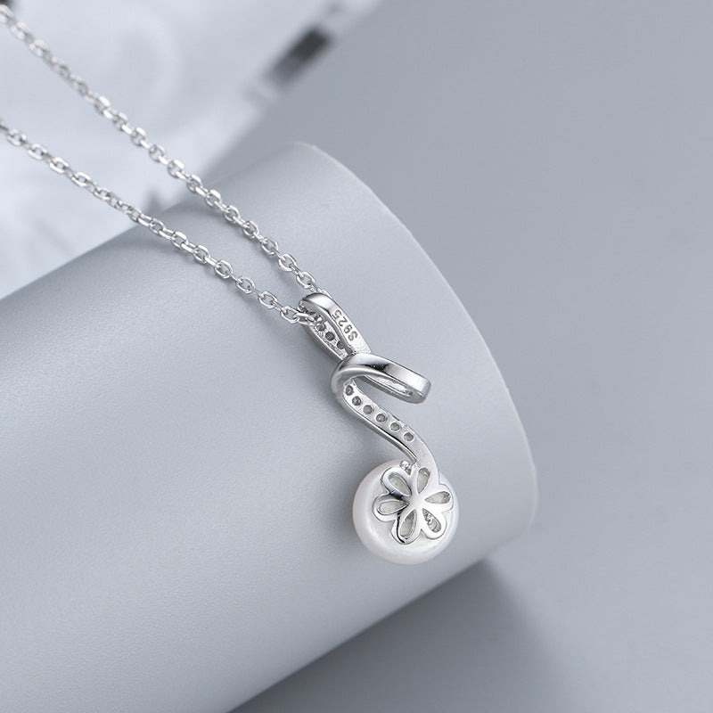 Cubic Zirconia S925 Sterling Silver Flash Pearl Pendant Mounting for Gemstone Jewelry Making - Feliz Pearl 