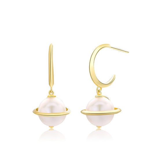 Rhodium Plated Pearl Earring Setting-Universe Collection - Feliz Pearl 