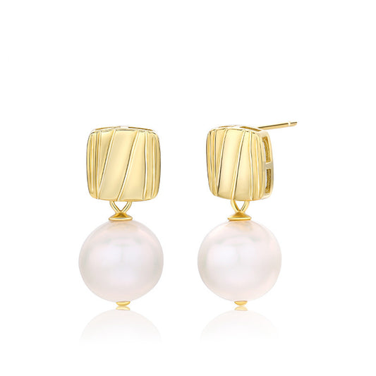 Minimalist Silver Square Pearl Earring Setting-Feliz Pearl - Feliz Pearl 