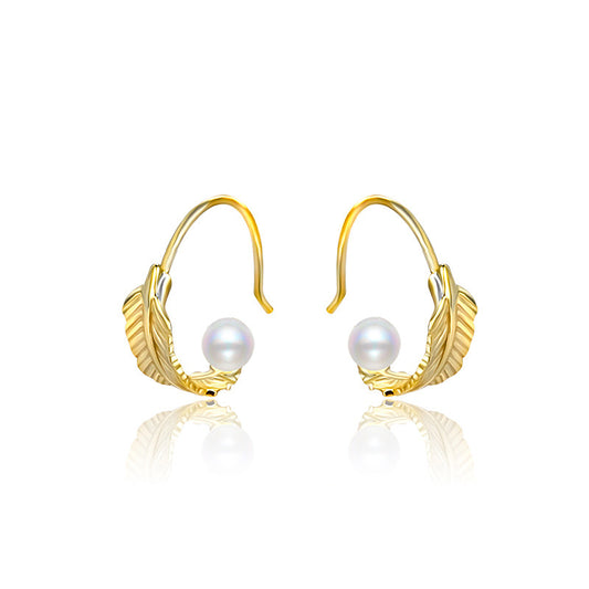Silver C Feather Earring Settings-DIY Jewelry Setting Wholesale - Feliz Pearl 