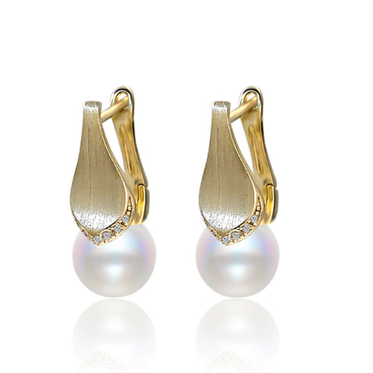 Rhodium Plated Clip On Pearl Earring Settings-Feliz Pearl - Feliz Pearl 